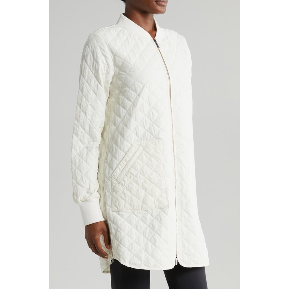 Zella Nordstrom Longline Water Resistant Quilted Bomber Jacket